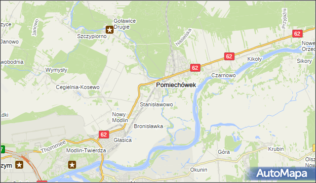 mapa Pomiechowo, Pomiechowo na mapie Targeo