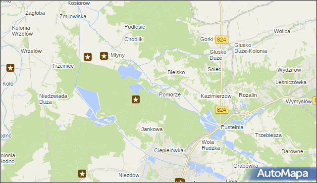 mapa Pomorze gmina Opole Lubelskie, Pomorze gmina Opole Lubelskie na mapie Targeo