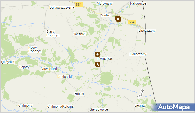 mapa Ponarlica, Ponarlica na mapie Targeo