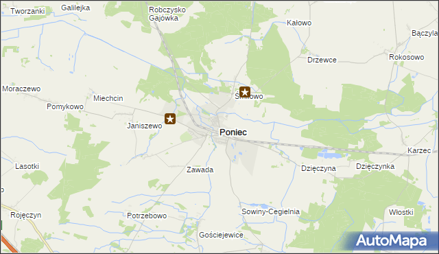 mapa Poniec, Poniec na mapie Targeo