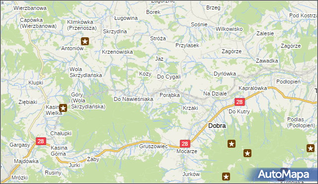 mapa Porąbka gmina Dobra, Porąbka gmina Dobra na mapie Targeo