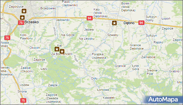 mapa Porąbka Uszewska, Porąbka Uszewska na mapie Targeo