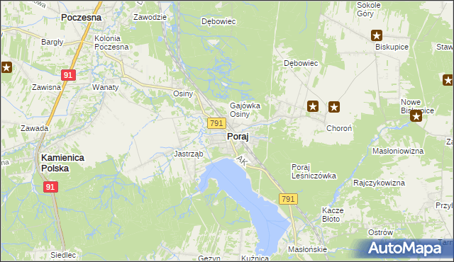 mapa Poraj powiat myszkowski, Poraj powiat myszkowski na mapie Targeo
