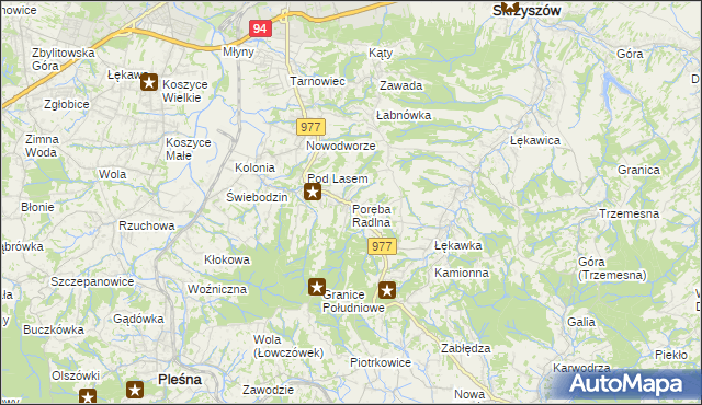 mapa Poręba Radlna, Poręba Radlna na mapie Targeo