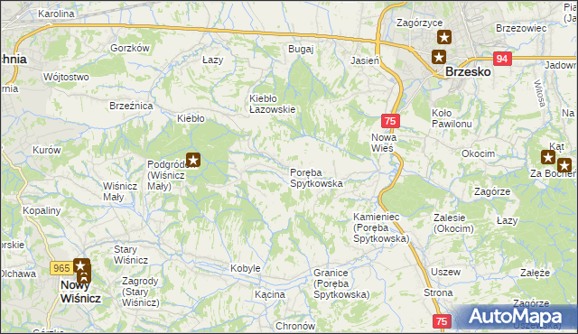 mapa Poręba Spytkowska, Poręba Spytkowska na mapie Targeo