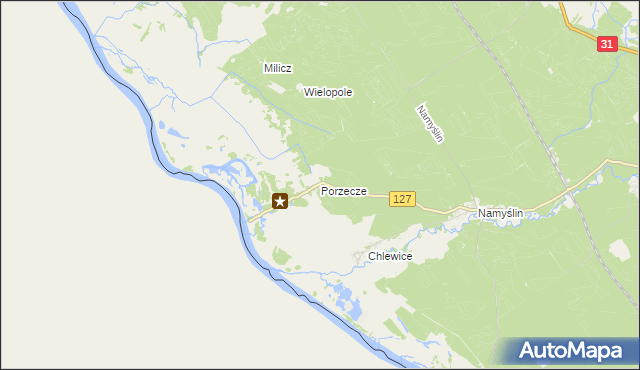 mapa Porzecze gmina Boleszkowice, Porzecze gmina Boleszkowice na mapie Targeo