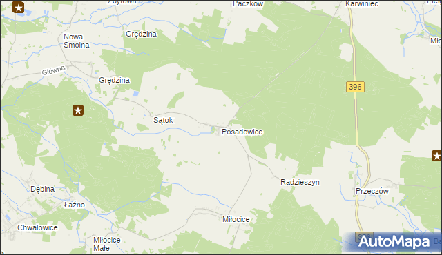 mapa Posadowice, Posadowice na mapie Targeo