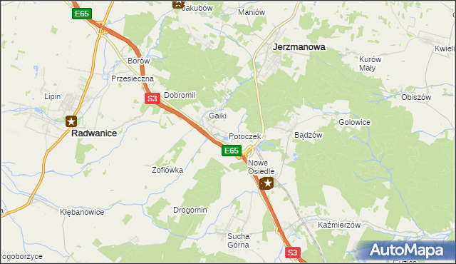 mapa Potoczek gmina Jerzmanowa, Potoczek gmina Jerzmanowa na mapie Targeo