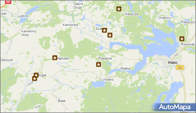mapa Powalice gmina Ińsko, Powalice gmina Ińsko na mapie Targeo