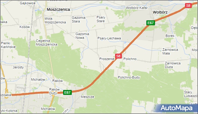 mapa Proszenie, Proszenie na mapie Targeo