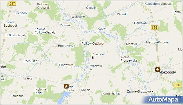 mapa Proszew B, Proszew B na mapie Targeo