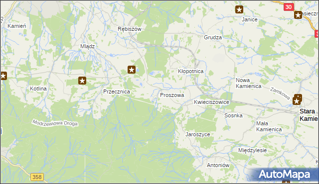 mapa Proszowa, Proszowa na mapie Targeo