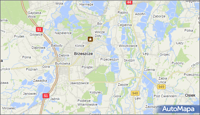 mapa Przecieszyn, Przecieszyn na mapie Targeo