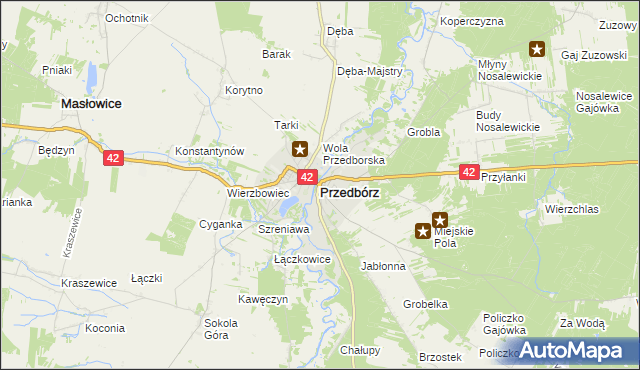 mapa Przedbórz powiat radomszczański, Przedbórz powiat radomszczański na mapie Targeo