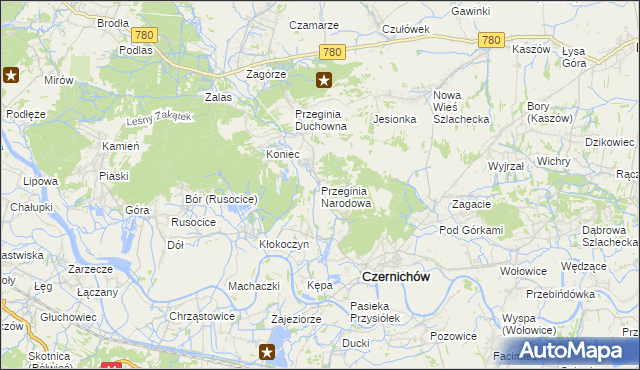 mapa Przeginia Narodowa, Przeginia Narodowa na mapie Targeo