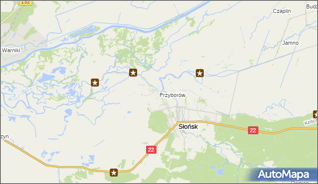 mapa Przyborów gmina Słońsk, Przyborów gmina Słońsk na mapie Targeo