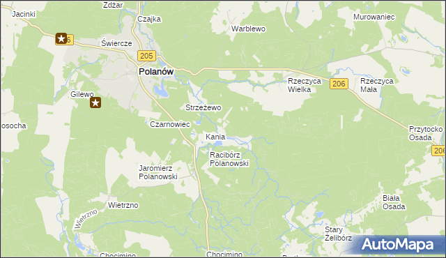 mapa Przybrodzie gmina Polanów, Przybrodzie gmina Polanów na mapie Targeo