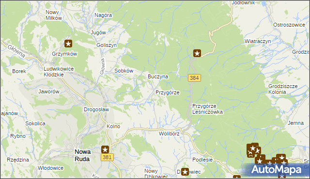 mapa Przygórze gmina Nowa Ruda, Przygórze gmina Nowa Ruda na mapie Targeo