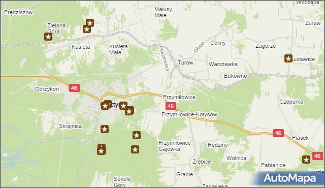 mapa Przymiłowice, Przymiłowice na mapie Targeo