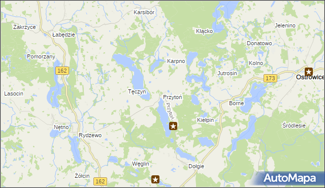 mapa Przytoń gmina Ostrowice, Przytoń gmina Ostrowice na mapie Targeo