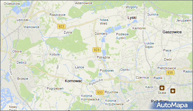 mapa Pstrążna, Pstrążna na mapie Targeo