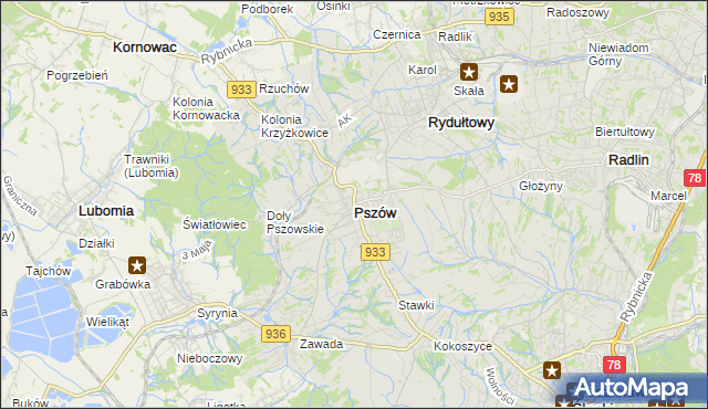 mapa Pszów, Pszów na mapie Targeo