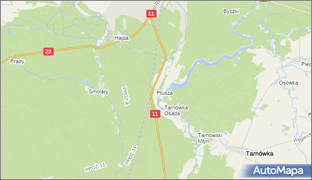 mapa Ptusza, Ptusza na mapie Targeo