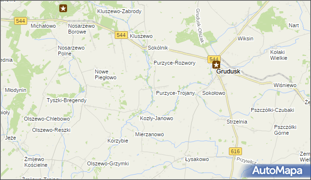 mapa Purzyce-Trojany, Purzyce-Trojany na mapie Targeo