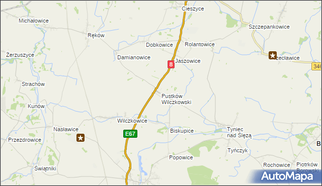 mapa Pustków Wilczkowski, Pustków Wilczkowski na mapie Targeo