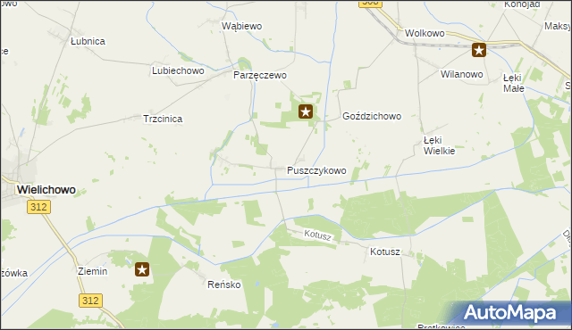 mapa Puszczykowo gmina Kamieniec, Puszczykowo gmina Kamieniec na mapie Targeo