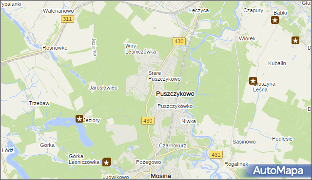 mapa Puszczykowo powiat poznański, Puszczykowo powiat poznański na mapie Targeo