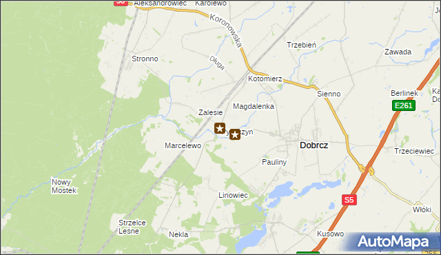 mapa Pyszczyn gmina Dobrcz, Pyszczyn gmina Dobrcz na mapie Targeo