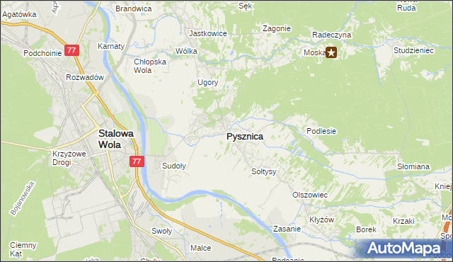 mapa Pysznica, Pysznica na mapie Targeo