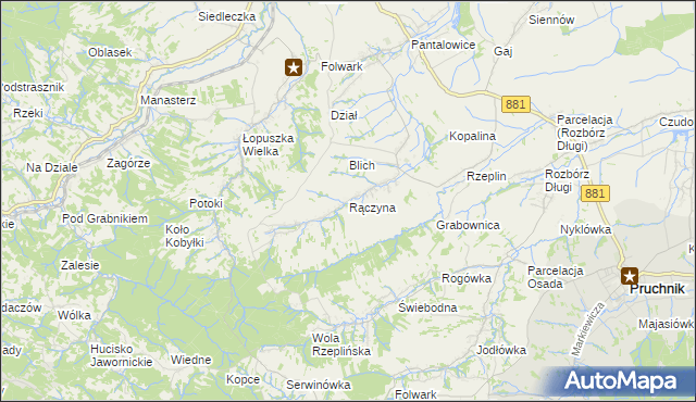 mapa Rączyna, Rączyna na mapie Targeo