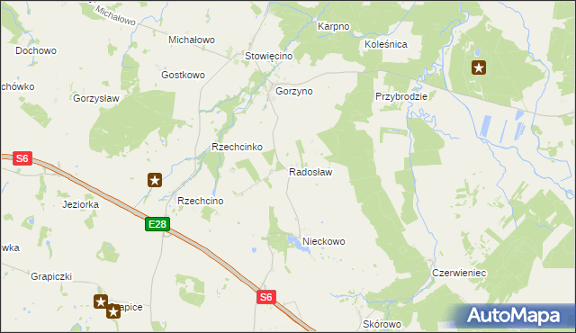 mapa Radosław gmina Potęgowo, Radosław gmina Potęgowo na mapie Targeo