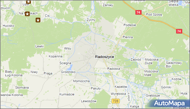 mapa Radoszyce powiat konecki, Radoszyce powiat konecki na mapie Targeo