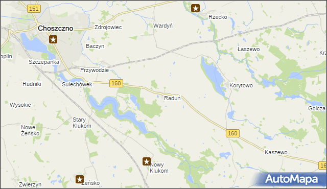 mapa Raduń gmina Choszczno, Raduń gmina Choszczno na mapie Targeo