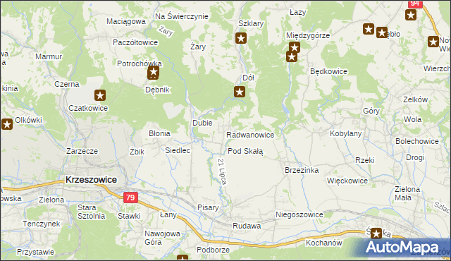 mapa Radwanowice, Radwanowice na mapie Targeo