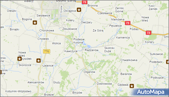 mapa Radzanów gmina Busko-Zdrój, Radzanów gmina Busko-Zdrój na mapie Targeo