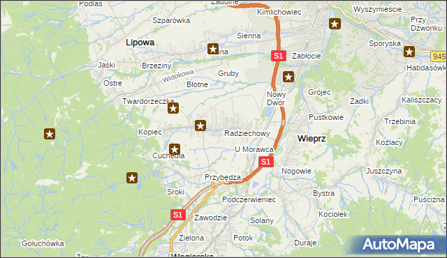 mapa Radziechowy, Radziechowy na mapie Targeo