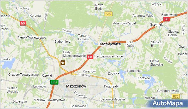 mapa Radziejowice-Parcel, Radziejowice-Parcel na mapie Targeo