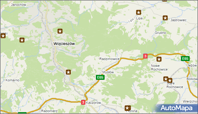 mapa Radzimowice gmina Bolków, Radzimowice gmina Bolków na mapie Targeo