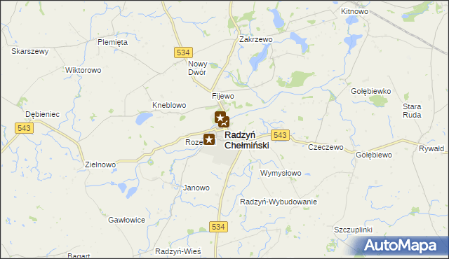 mapa Radzyń Chełmiński, Radzyń Chełmiński na mapie Targeo