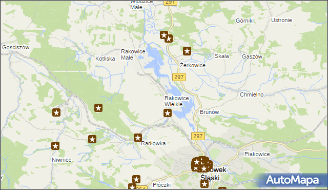 mapa Rakowice Wielkie, Rakowice Wielkie na mapie Targeo