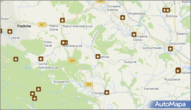 mapa Raszków gmina Radków, Raszków gmina Radków na mapie Targeo