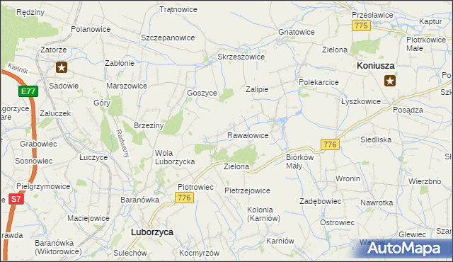 mapa Rawałowice, Rawałowice na mapie Targeo