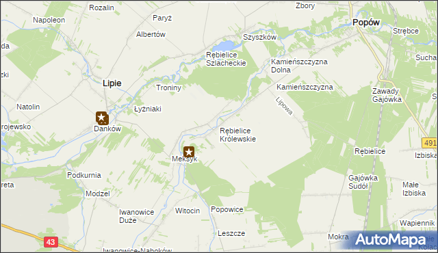 mapa Rębielice Królewskie, Rębielice Królewskie na mapie Targeo