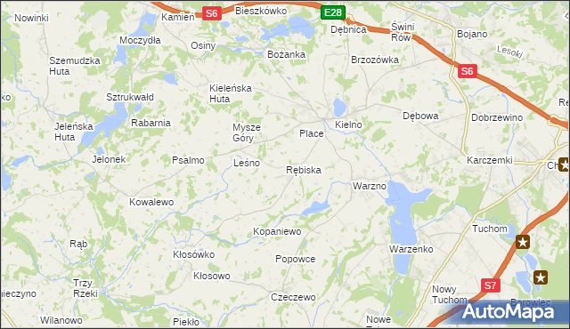 mapa Rębiska gmina Szemud, Rębiska gmina Szemud na mapie Targeo