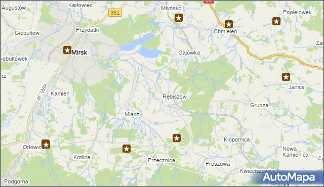 mapa Rębiszów, Rębiszów na mapie Targeo