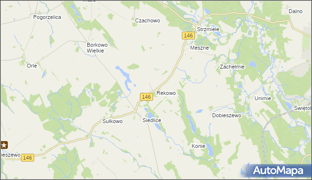 mapa Rekowo gmina Radowo Małe, Rekowo gmina Radowo Małe na mapie Targeo